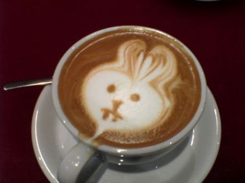 tavşan şeklinde süslenmiş kahve