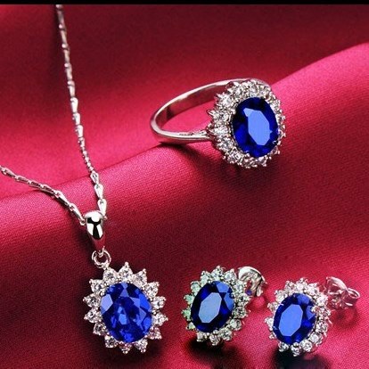 çok şık mavi taşlı takı seti modelleri