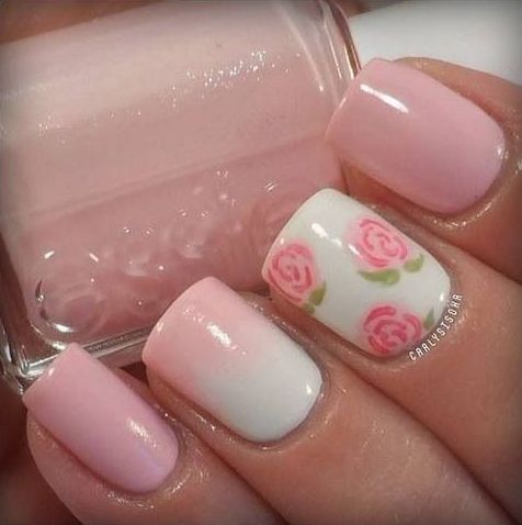 bahar güllerini andıran tırnak tasarımları