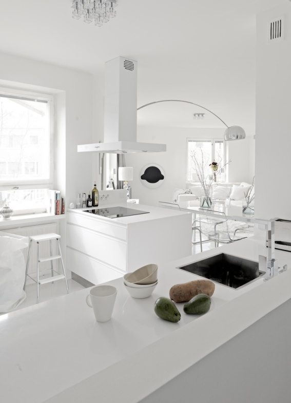 beyaz tonlar kullanılmış mutfak dizayn örnekleri