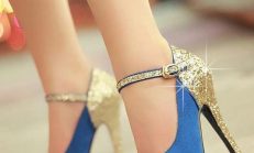 Altın Renklerde Şık Bayan Ayakkabılar