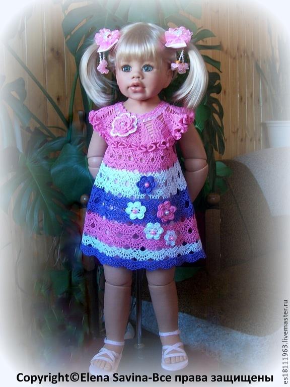 Renkli fırfırlı örgü kız çocuk elbisesi